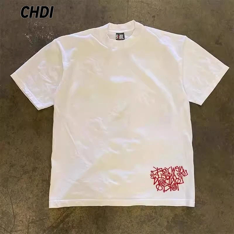 230g！重磅纯棉T恤美式复古oversize字母宽松设计小众短袖t恤男女