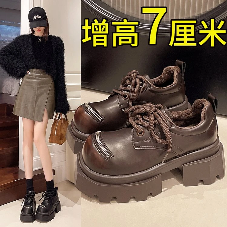 【新疆包邮】马丁靴女鞋2024新款厚底大黄靴子加绒短靴子K517