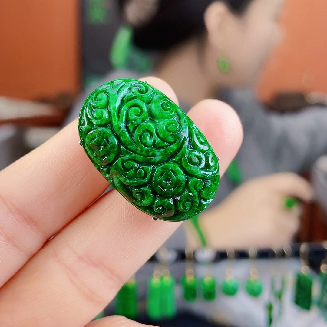 翡翠银S925镶嵌耳饰