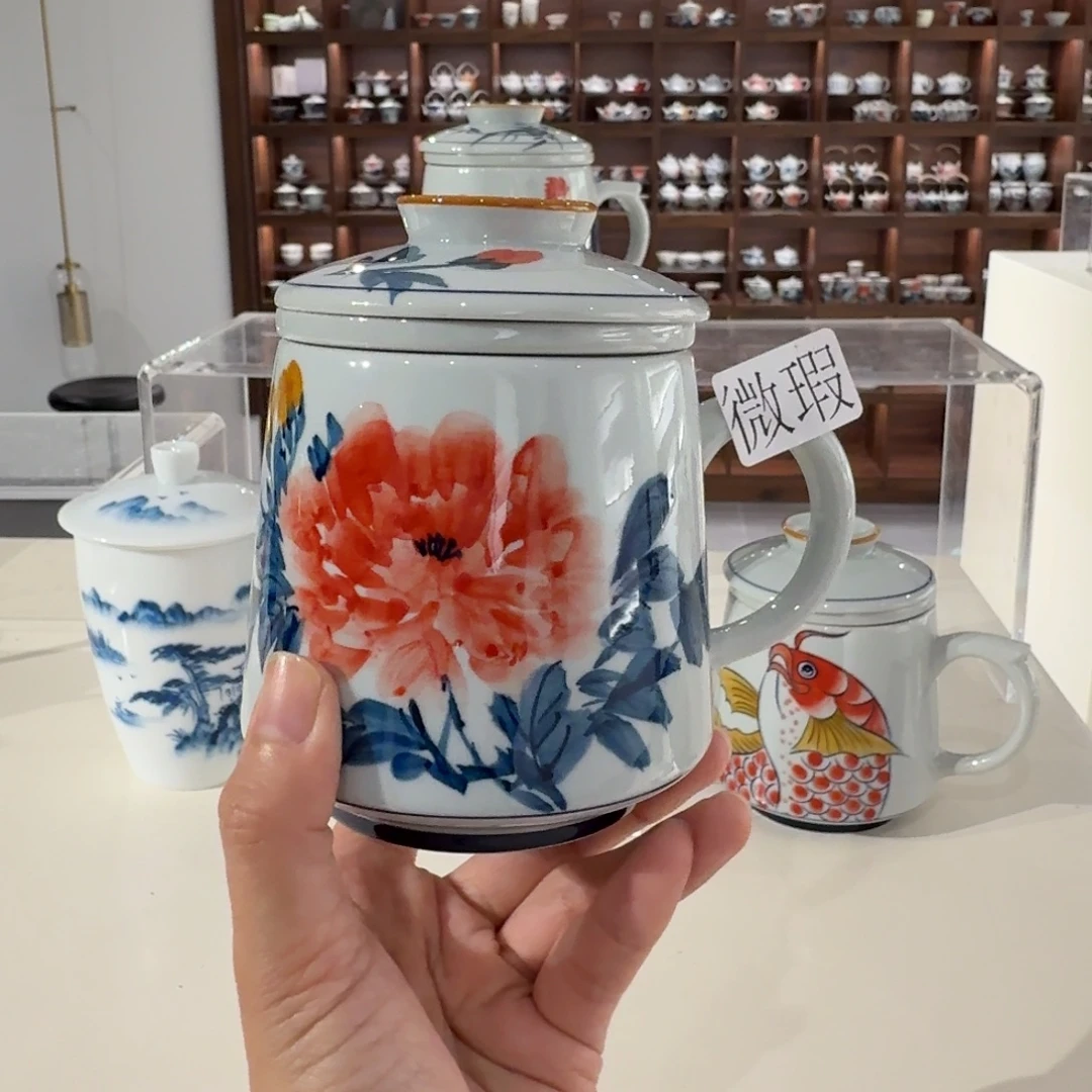 釉下手绘茶具微瑕