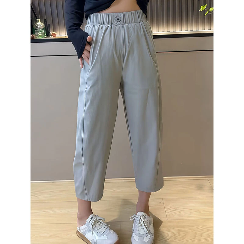 夏季薄款高腰九分气球裤女2025新款梨形身材百搭显瘦速干休闲裤子