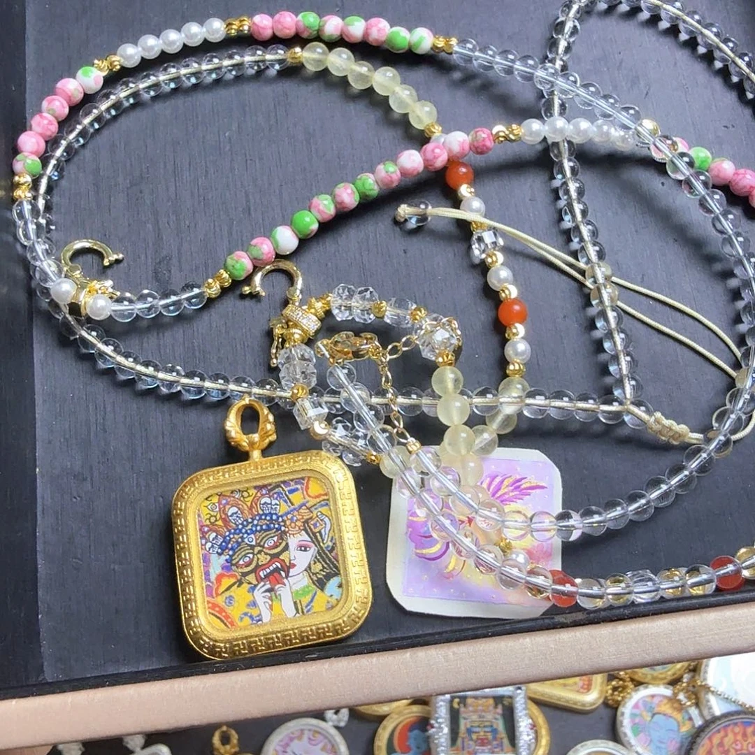 @***月吊坠十三纯手绘2.2前世唐卡