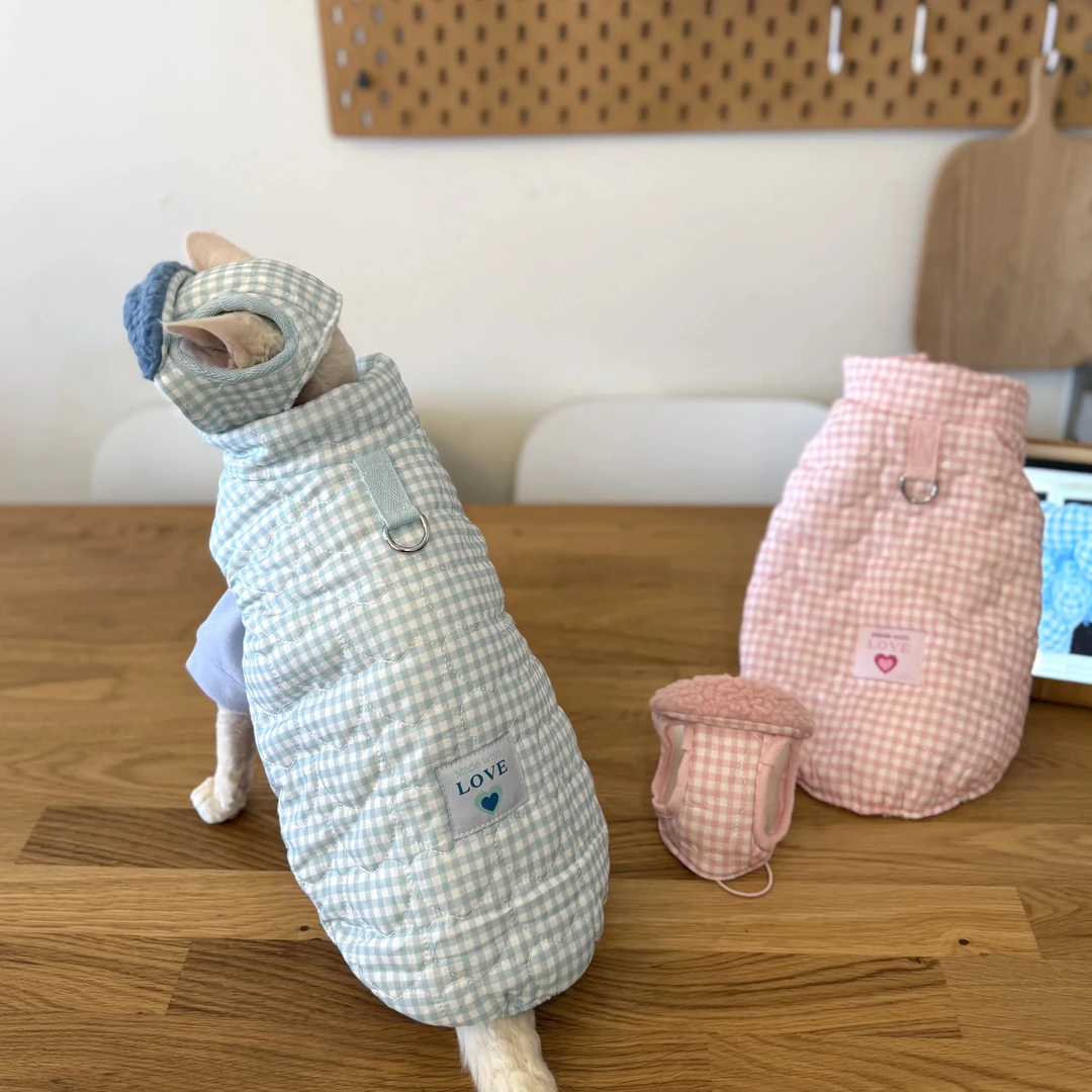 秋冬宠物加厚保暖棉衣泰迪比熊博美小型犬猫咪可牵引外套冬装