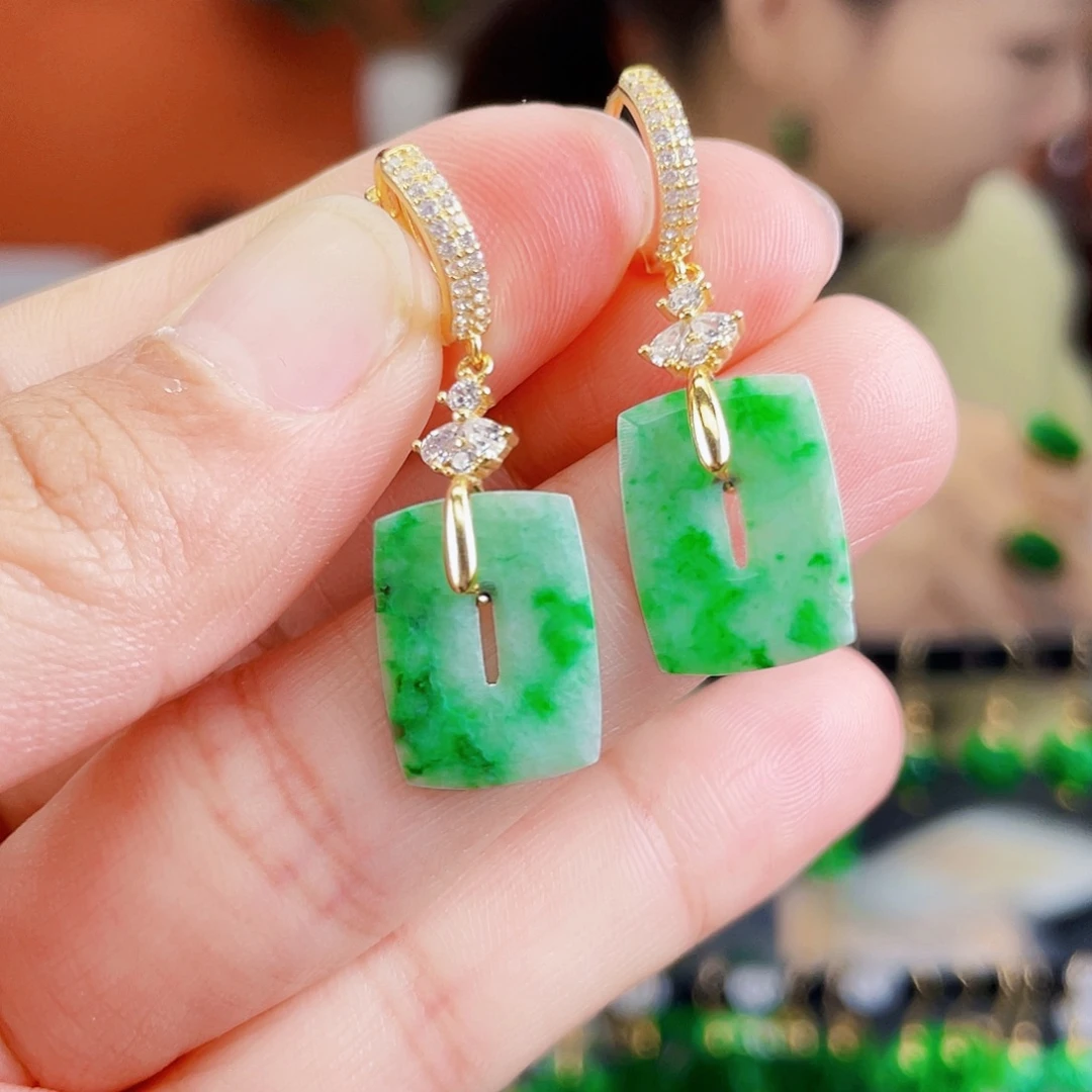 翡翠银S925镶嵌耳饰