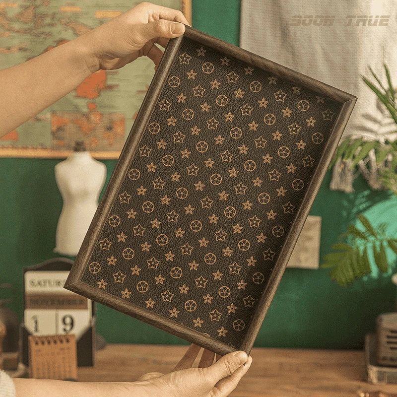 中式复古桌面杂物收纳托盘装饰摆件收纳盒