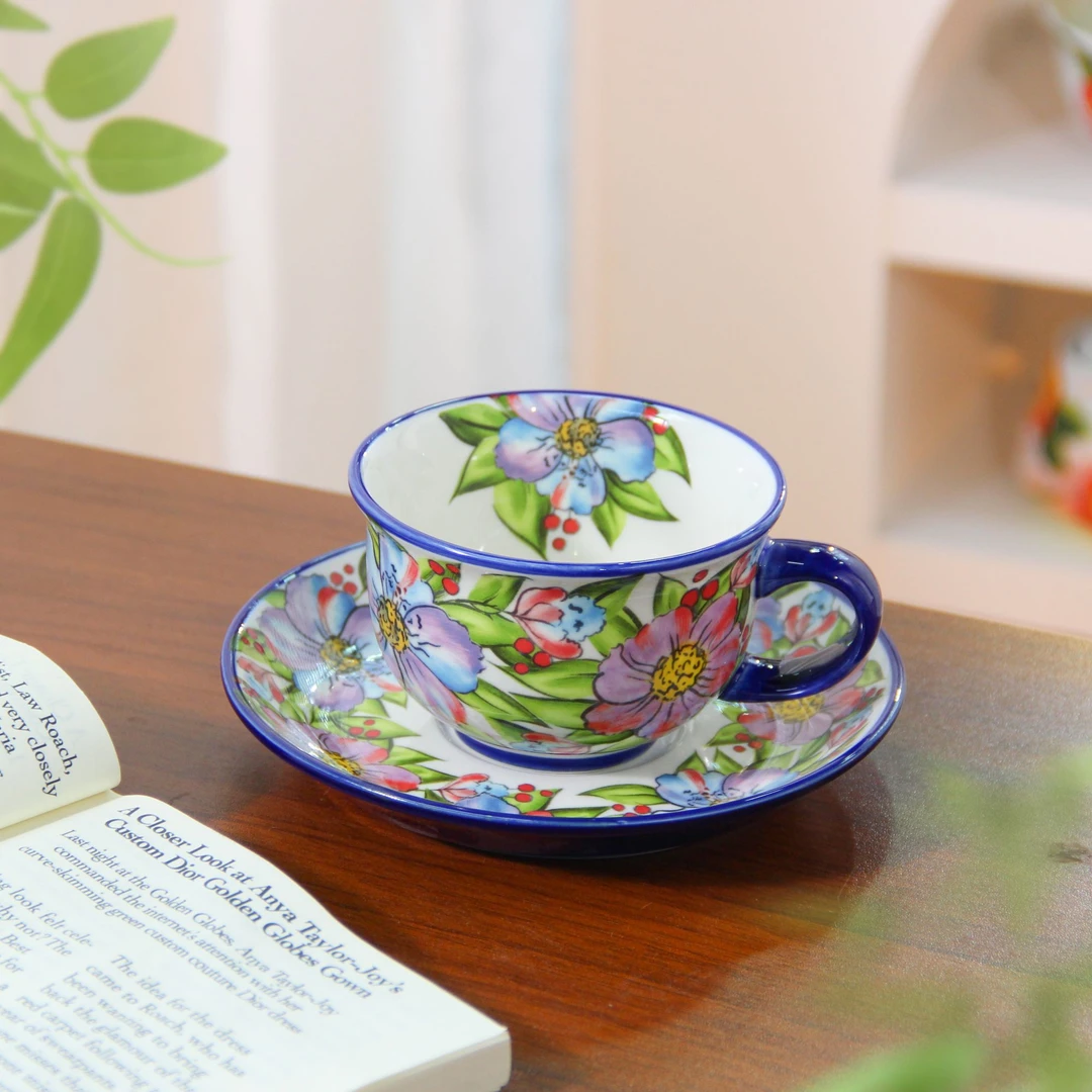 新七彩花-250毫升咖啡杯碟套装