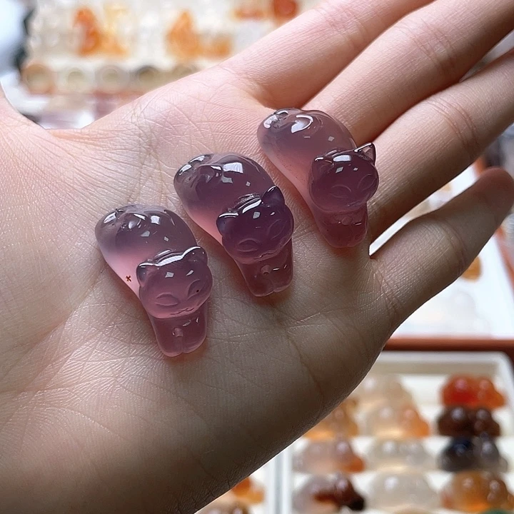 玛瑙/玉髓未镶嵌玛瑙紫趴趴猫