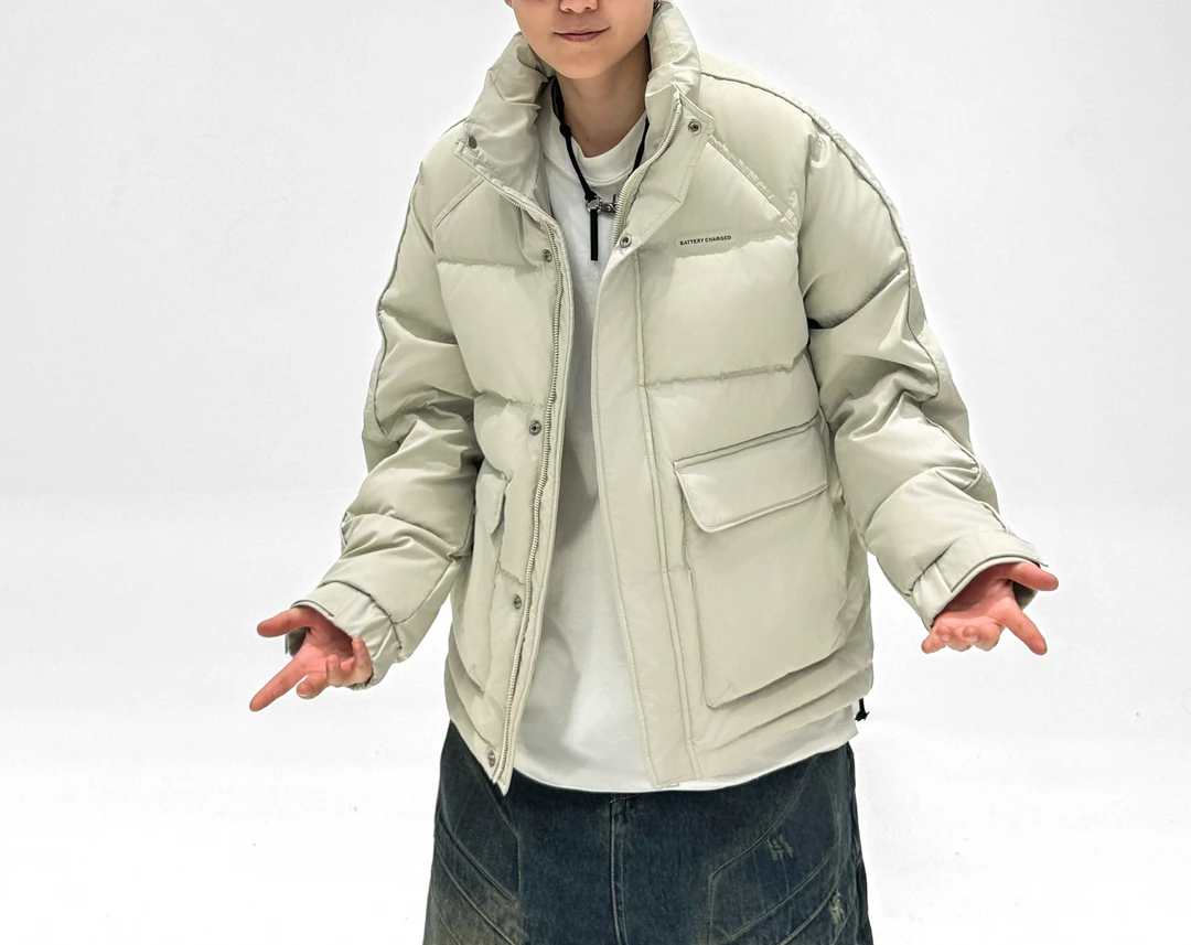 6606防寒男立领短款冬季新时尚潮流休闲保暖厚外套加厚羽丝绒