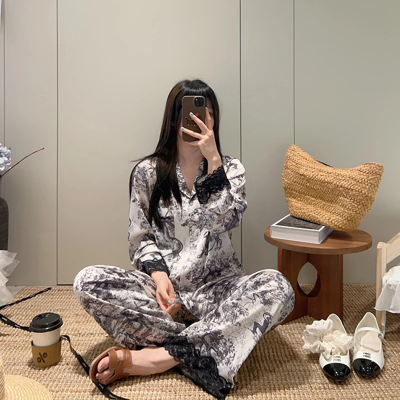 Sifuma/斯服玛 《水墨森林》春秋睡衣女丝质长袖长裤家居服女款