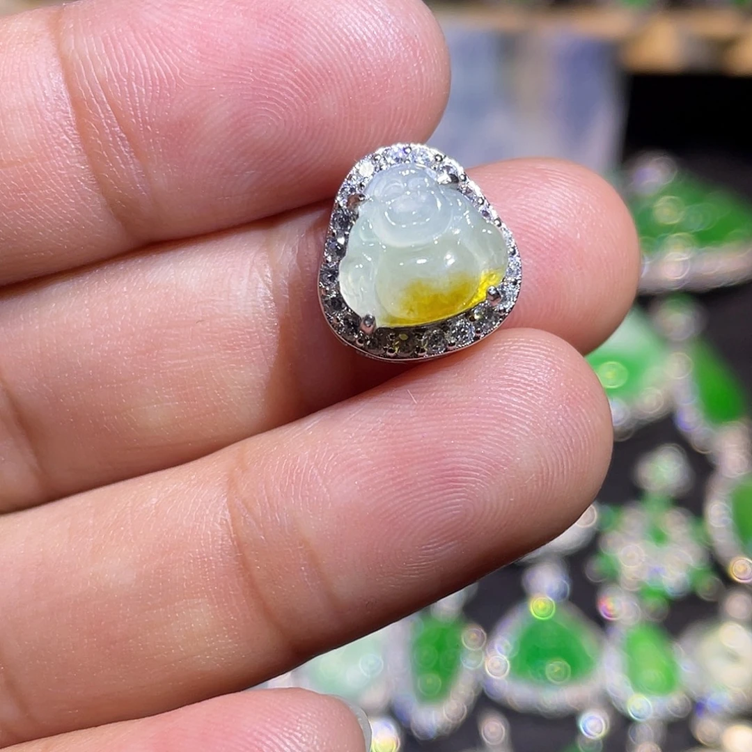 翡翠银S925镶嵌吊坠(不含链)