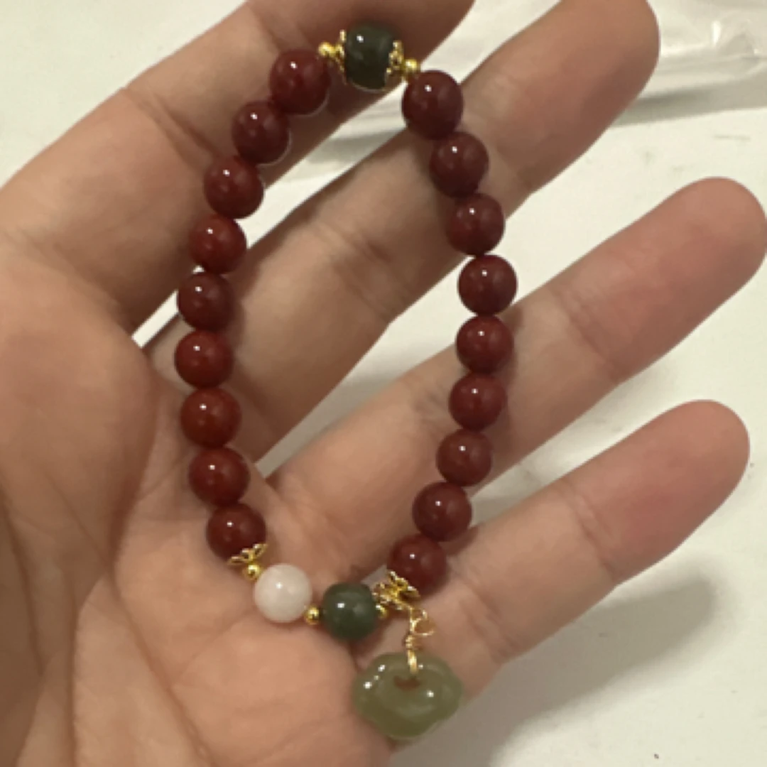 南红玛瑙8mm配和田玉祥云手串A265