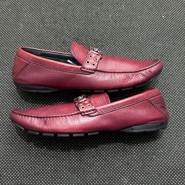 95新 VERSACE/范思哲 42.5码 28.5cm 红色 范思哲 一脚蹬 豆豆鞋