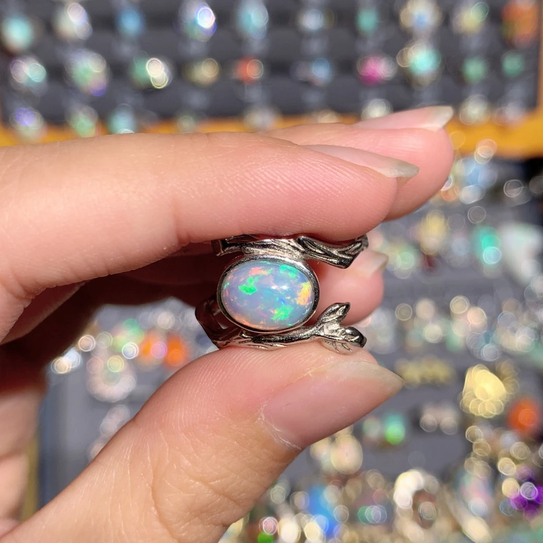 欧泊银S925镶嵌欧泊戒指y