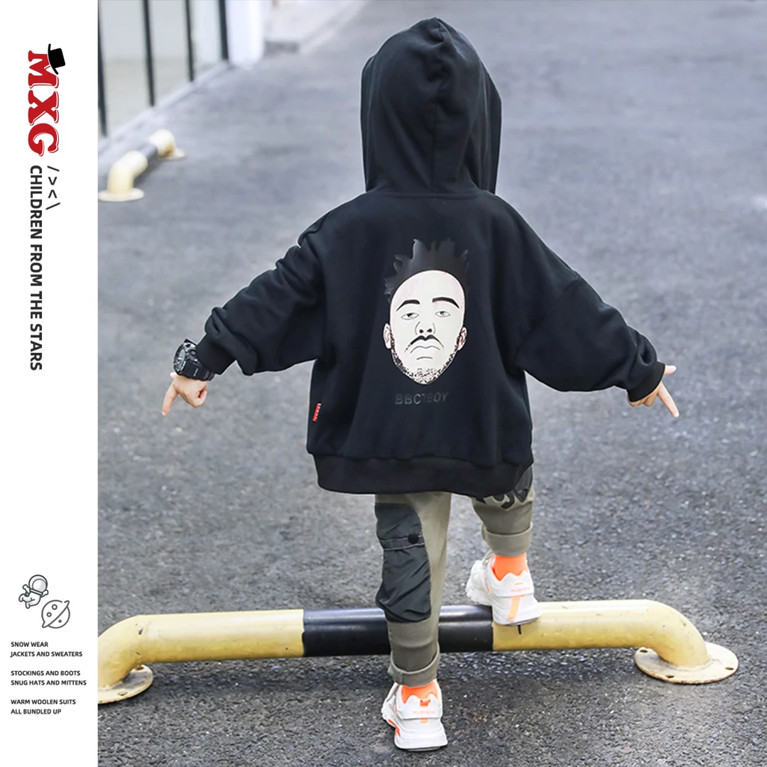 米西果男童外套2024新款秋款儿童帽衫运动卫衣开衫春秋女童洋气