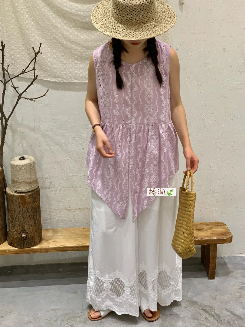 米多多 椿涧#66120#日系气质时尚无袖上衣 kc