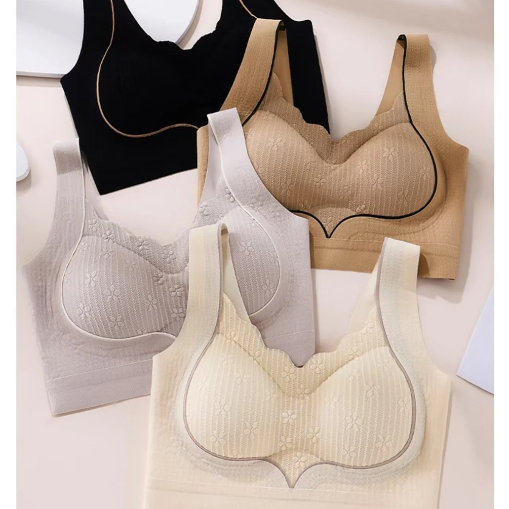夏季新款蕾丝提花无痕吊带背心女法式一体杯无钢圈胸罩薄款透气女