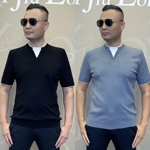 【帝九龙】25年秋季新款时尚轻奢简约高弹男装休闲半袖T恤79136