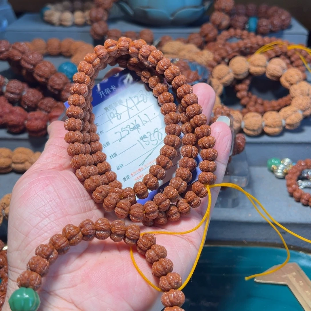 金刚菩提手串最**邢手工雕刻鬼脸梅花龙珠108和单圈11尺寸