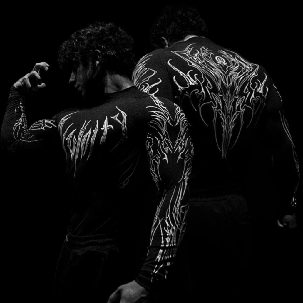 Breathedivinity 2025 男士长袖印花紧身衣高领运动健身速干长