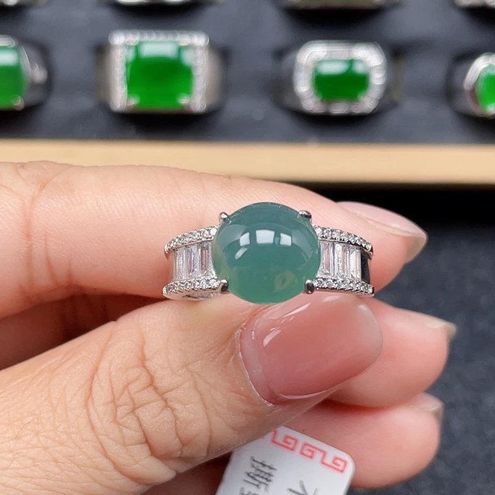 翡翠银S925镶嵌戒指编号3682没运费险