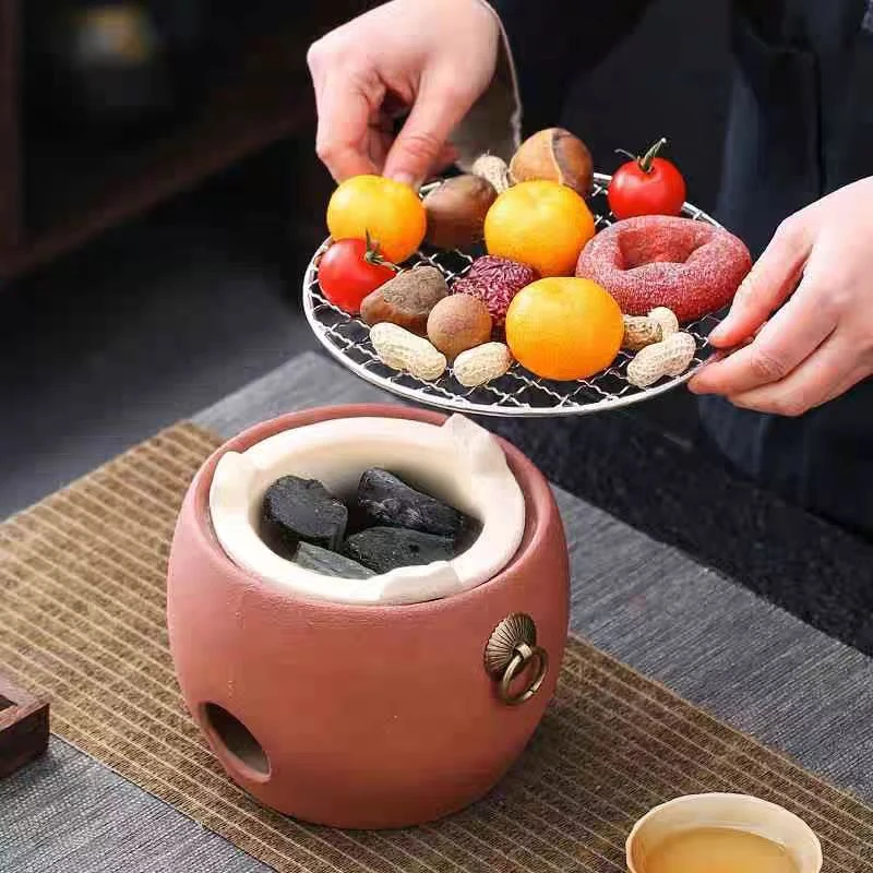 围炉煮茶罐罐茶壶家用室内全套煮茶炉户外烧烤泥炭炉 4455