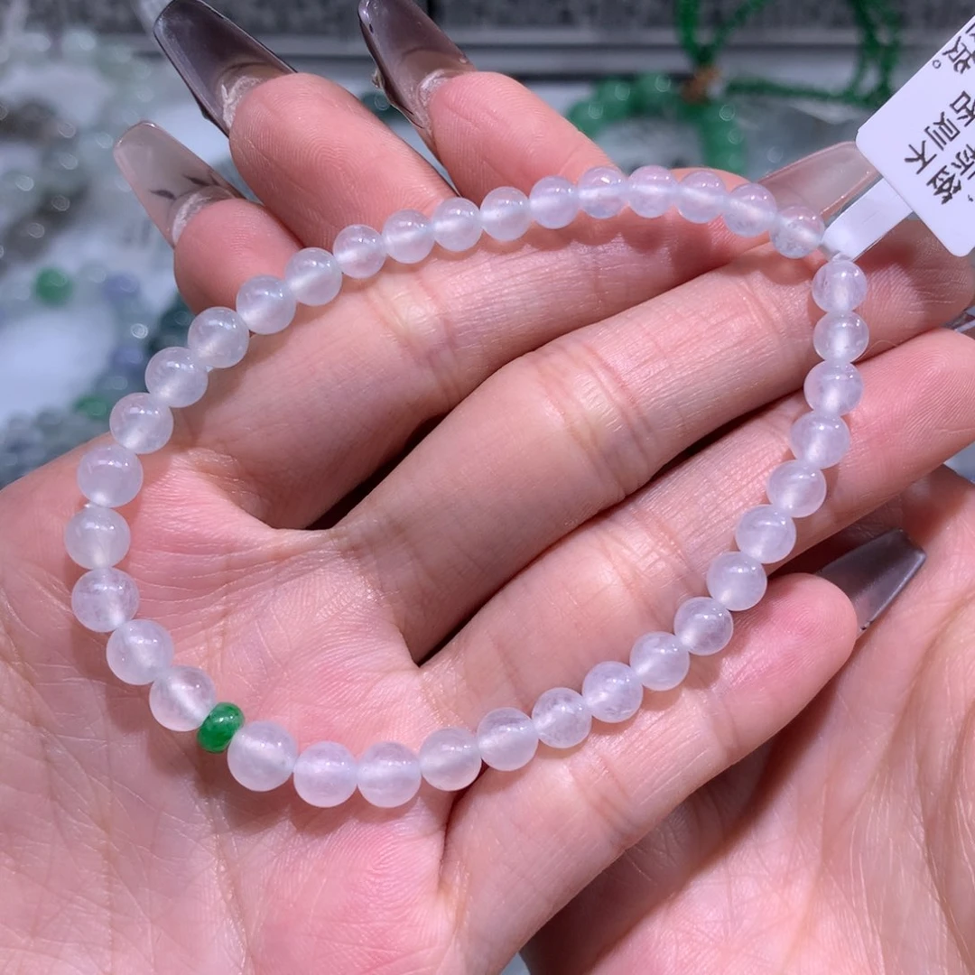 翡翠手链未镶嵌卡4.7-5.8白冰手串