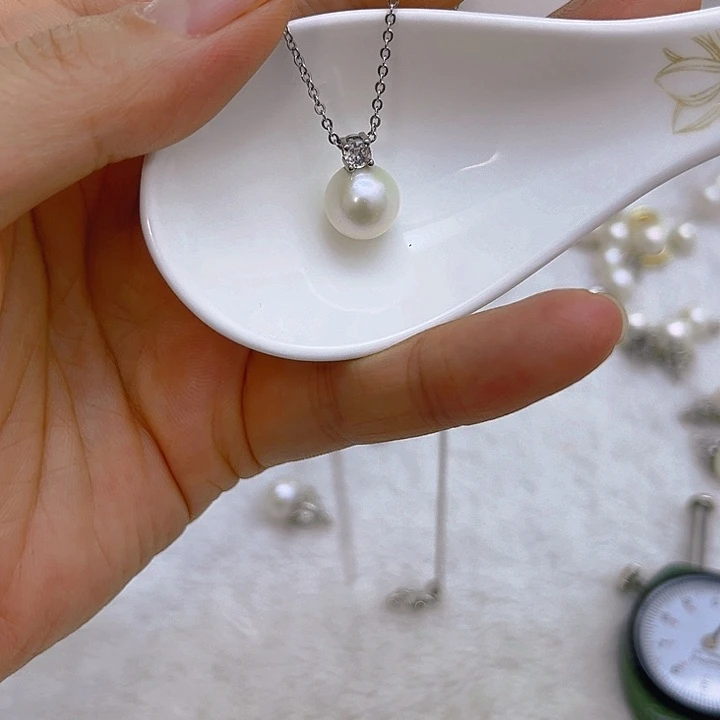 合金淡水珍珠白珠银色戴妃