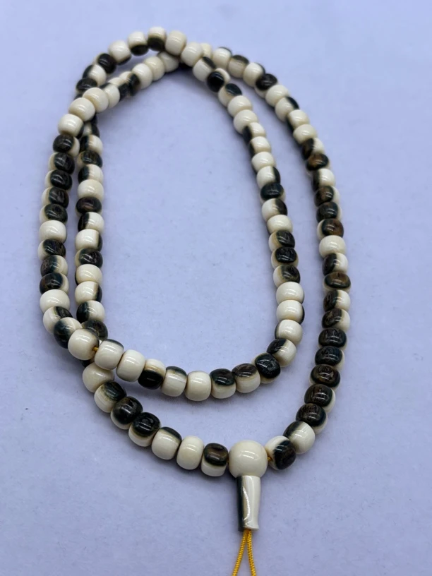 A104 猛犸牙蓝皮老型108项链约8*6mm 金亮老师