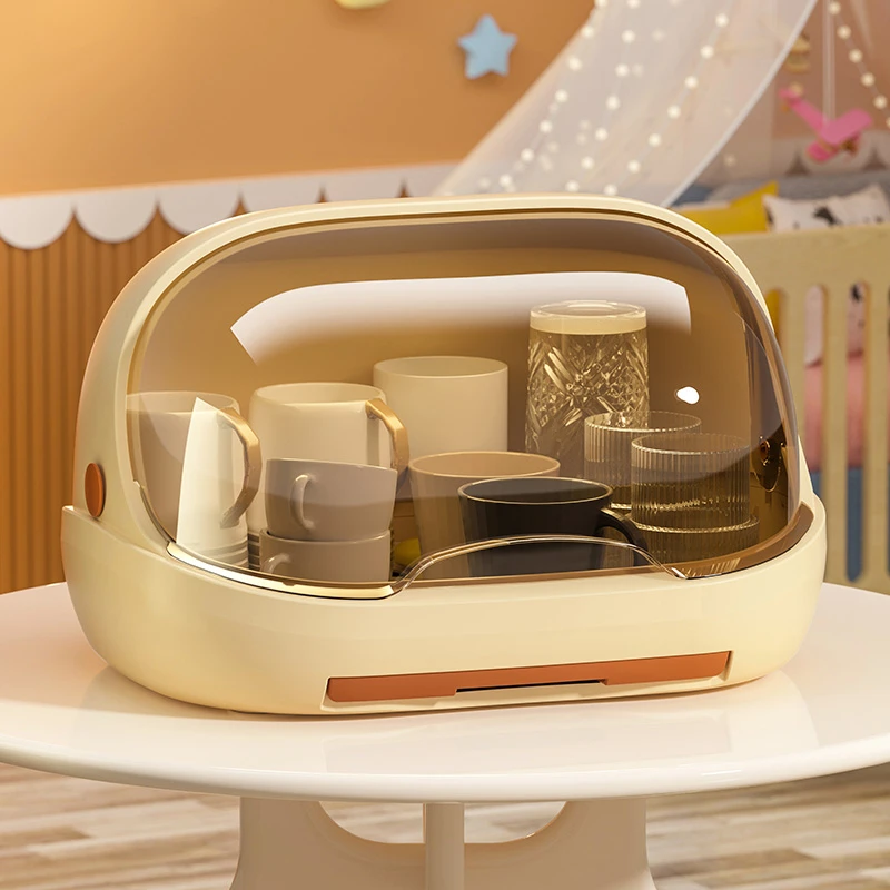 宝宝奶瓶收纳箱婴儿沥水收纳盒家用杯子收纳置物架桌面收纳带盖子