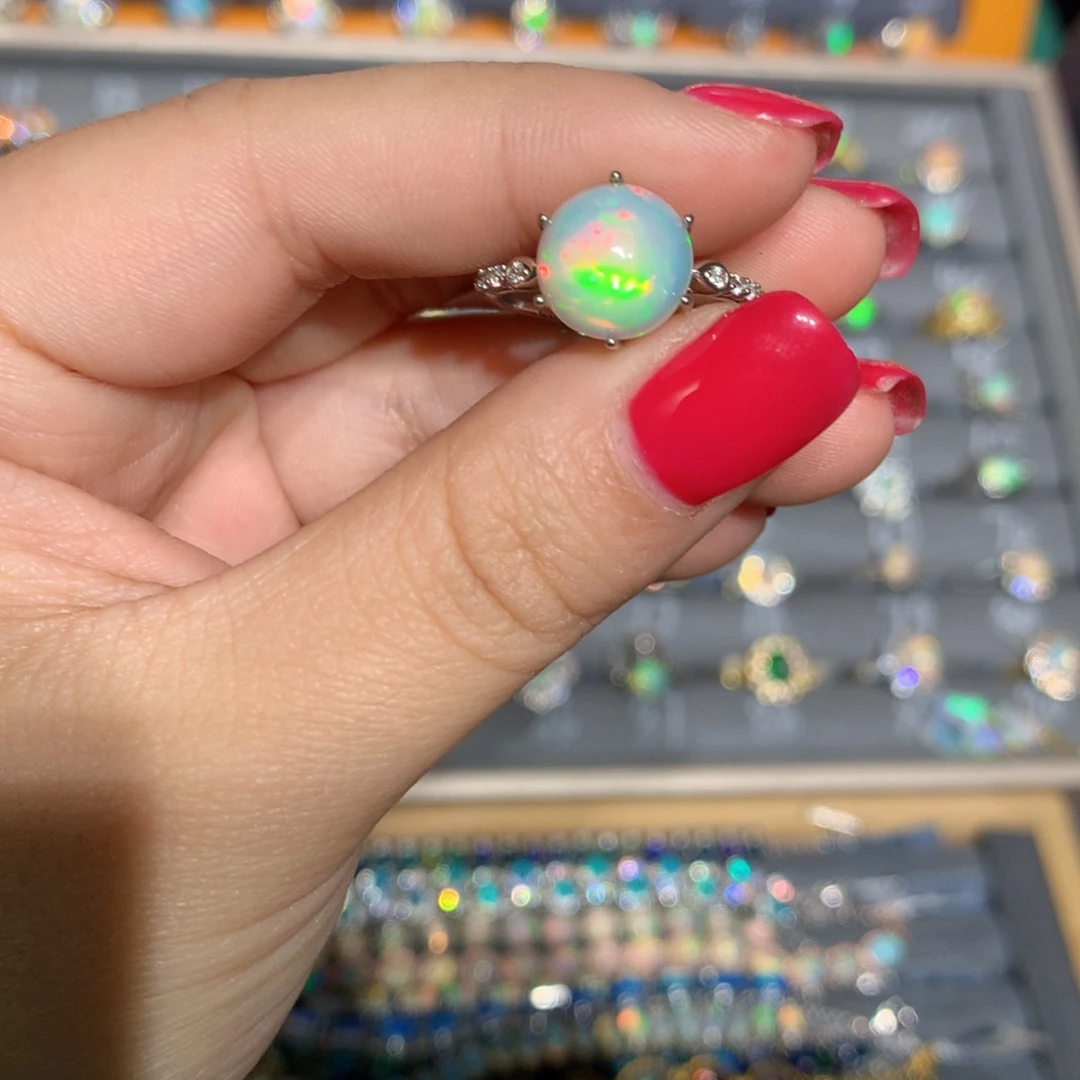 银S925镶嵌欧泊欧泊戒指l