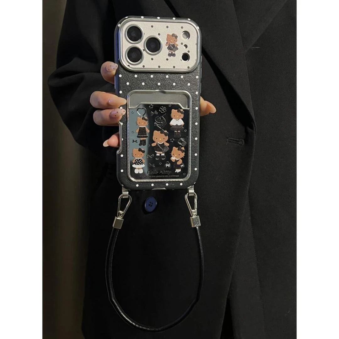 诚星泽镜面卡通kt适用苹果17Pro手机壳iPhone15/16新款14卡包13软