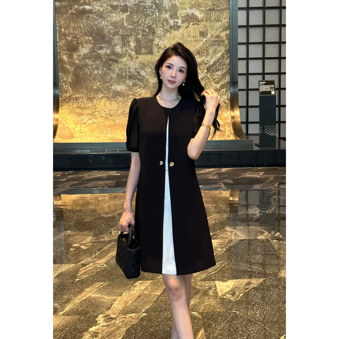 YUANBAO【杉叙·SANSUE】夏季法式小黑裙气质感显瘦宽松时尚连衣裙