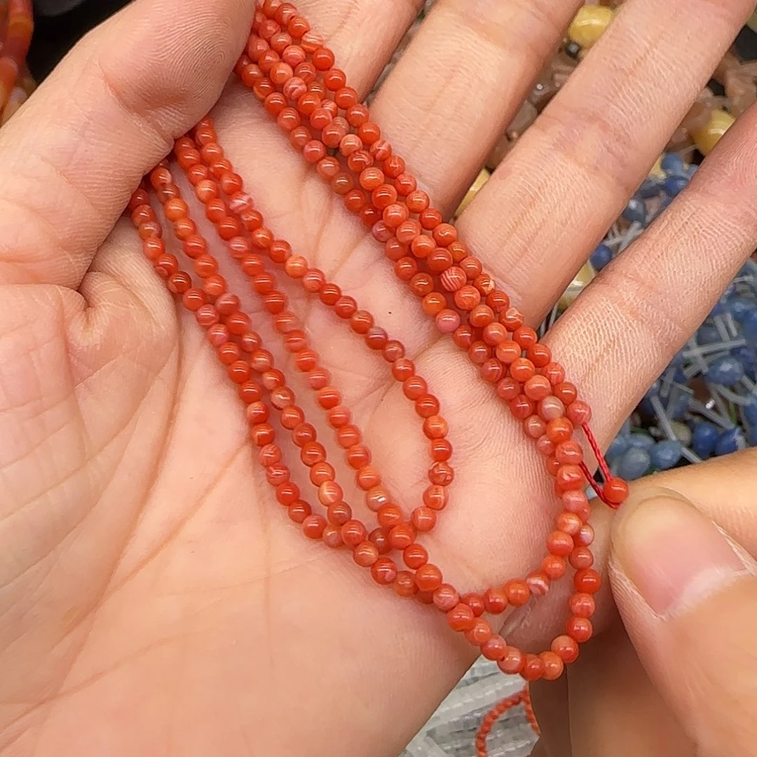 玛瑙/玉髓合金珠宝半成品南红2mm一条加长07
