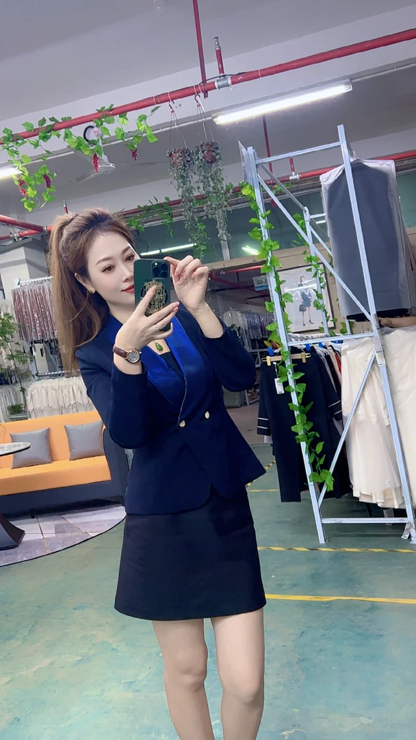 9261藏青色西装高定轻奢职业千金财阀洋气衣服女