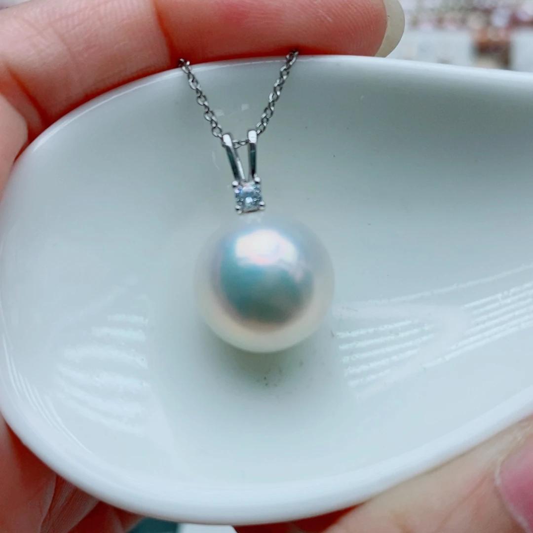 淡水珍珠银S925镶嵌颈饰13mm