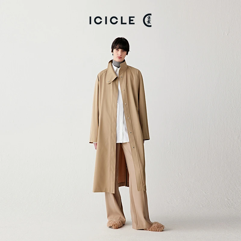 【12.26】ICICLE之禾26春【露珠系列】丝羊毛精纺平纹布派克风衣0110