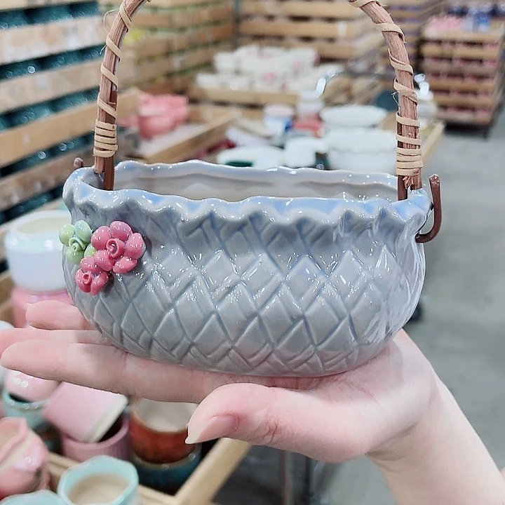 有孔，凑10元包邮陶瓷花盆发货！