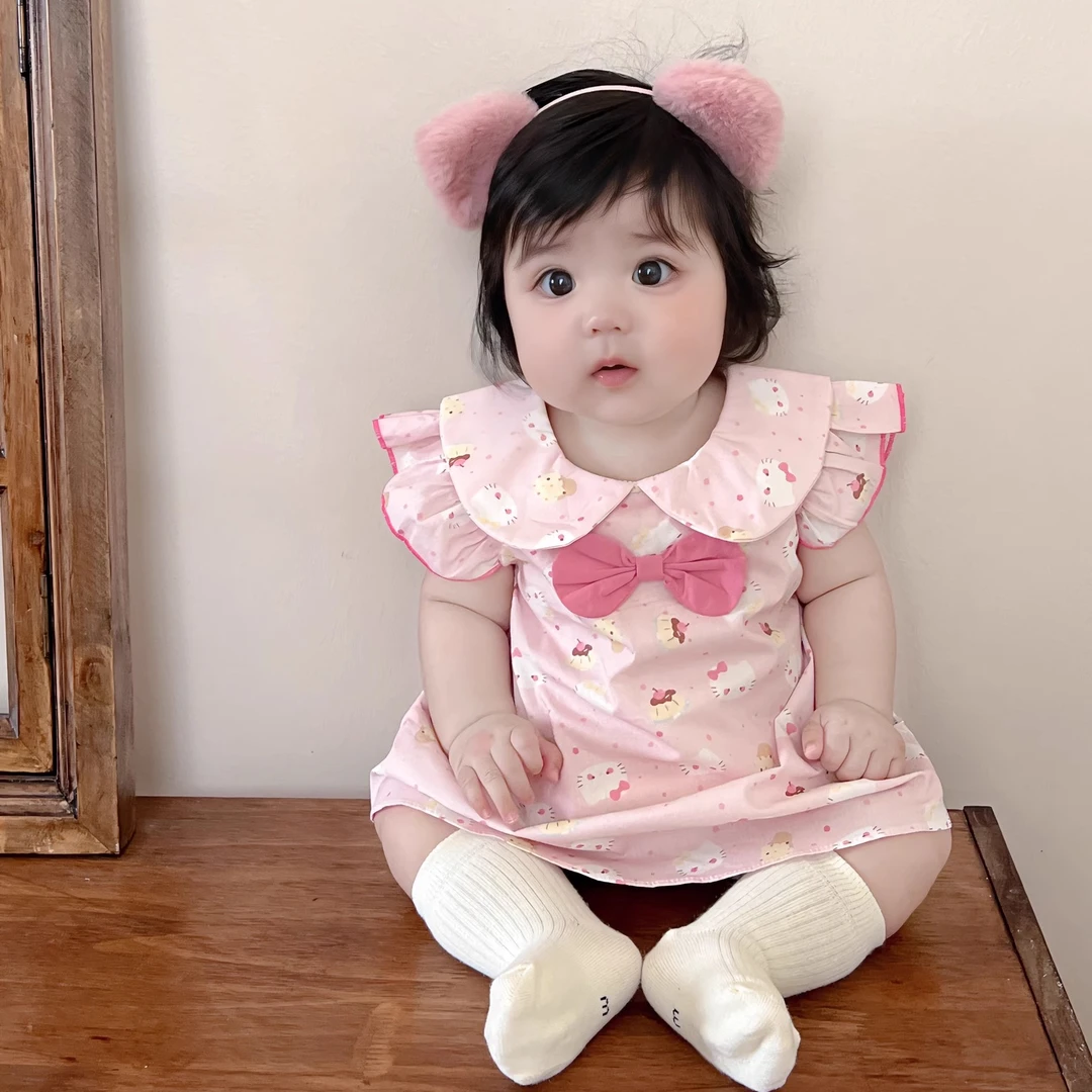 女宝宝夏季连体衣新生儿婴儿洋气哈衣公主连衣裙百天周岁宝宝衣服