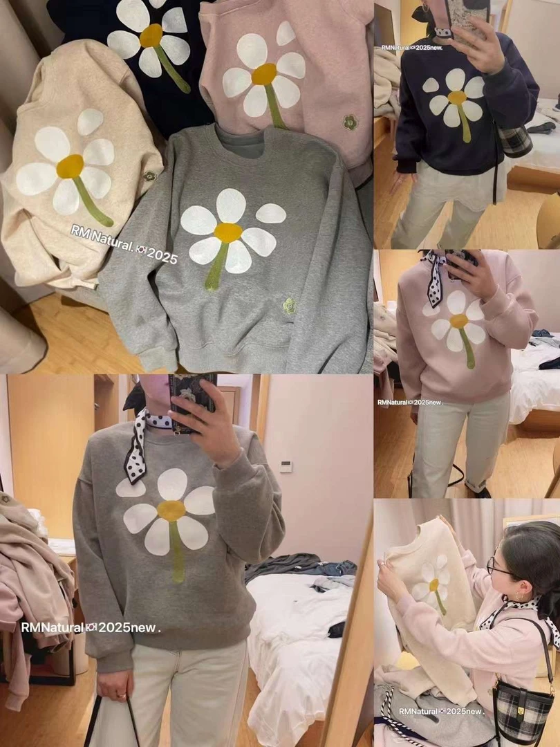 88667圆领花朵卫衣