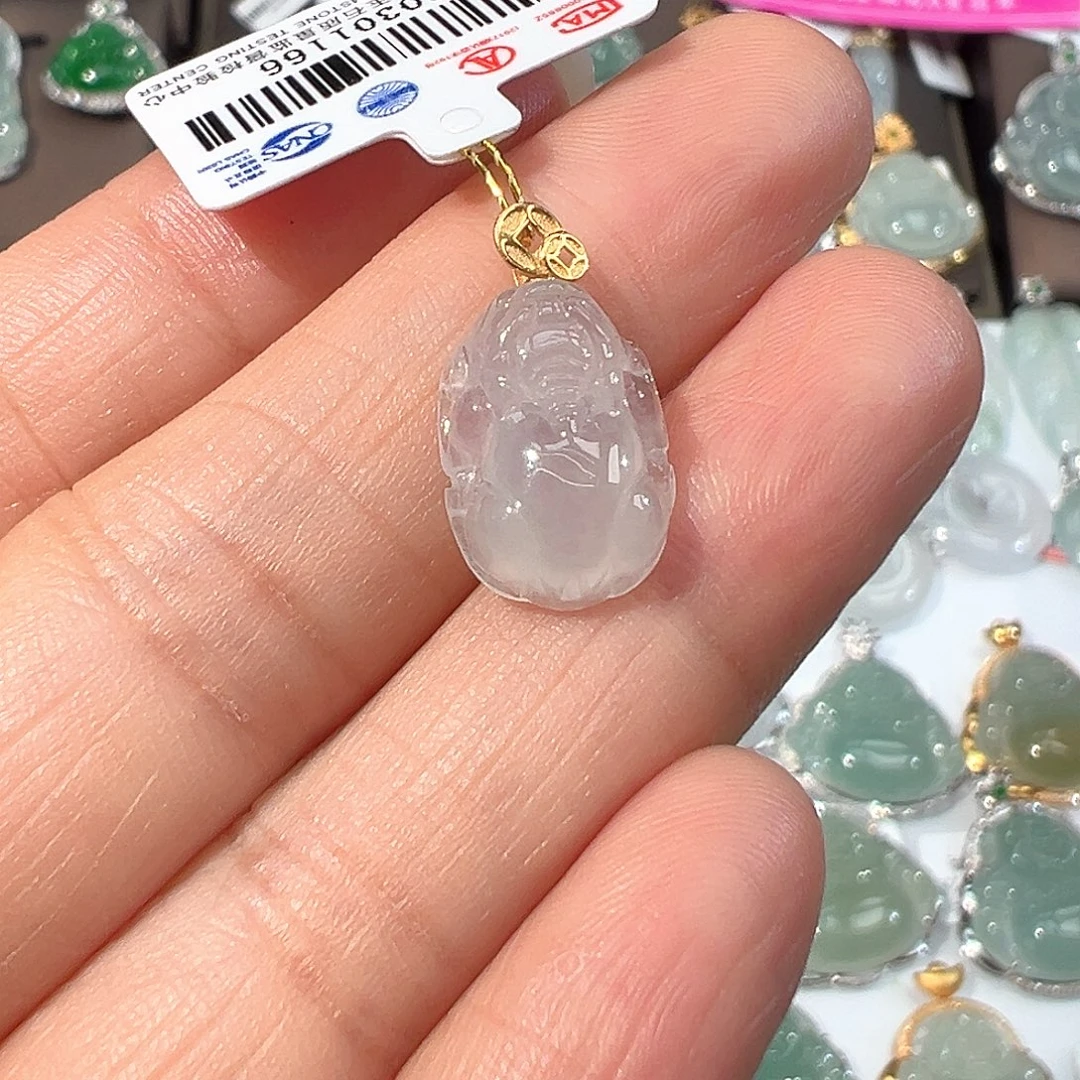 翡翠18K金镶嵌吊坠(不含链)貔貅