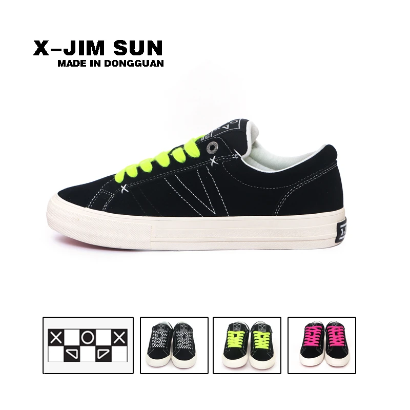 击上滑板鞋时尚运动潮流黑荧光色普通青年休闲学生情侣百搭款鞋子