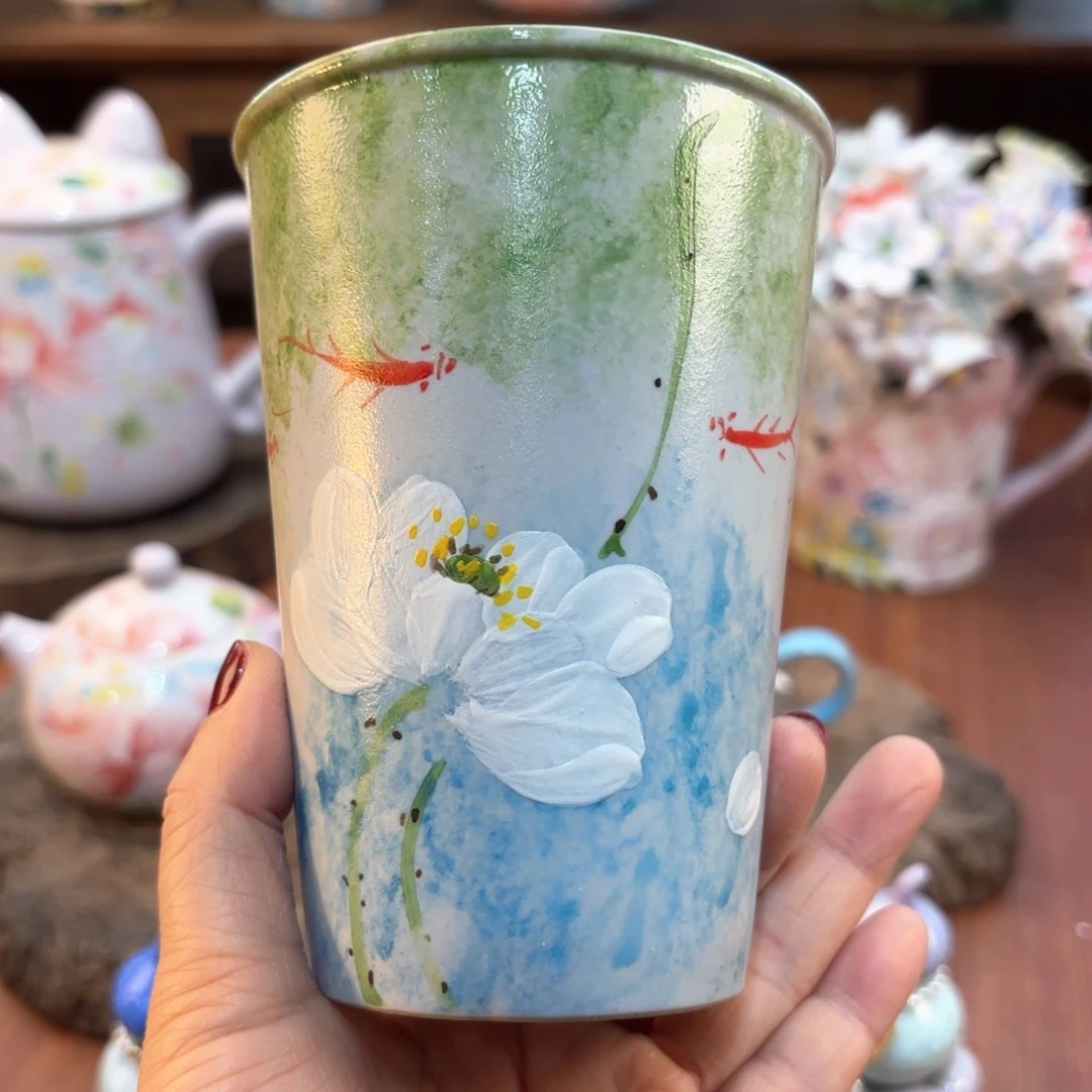 瓷片景德镇手绘高温釉下彩陶瓷茶具