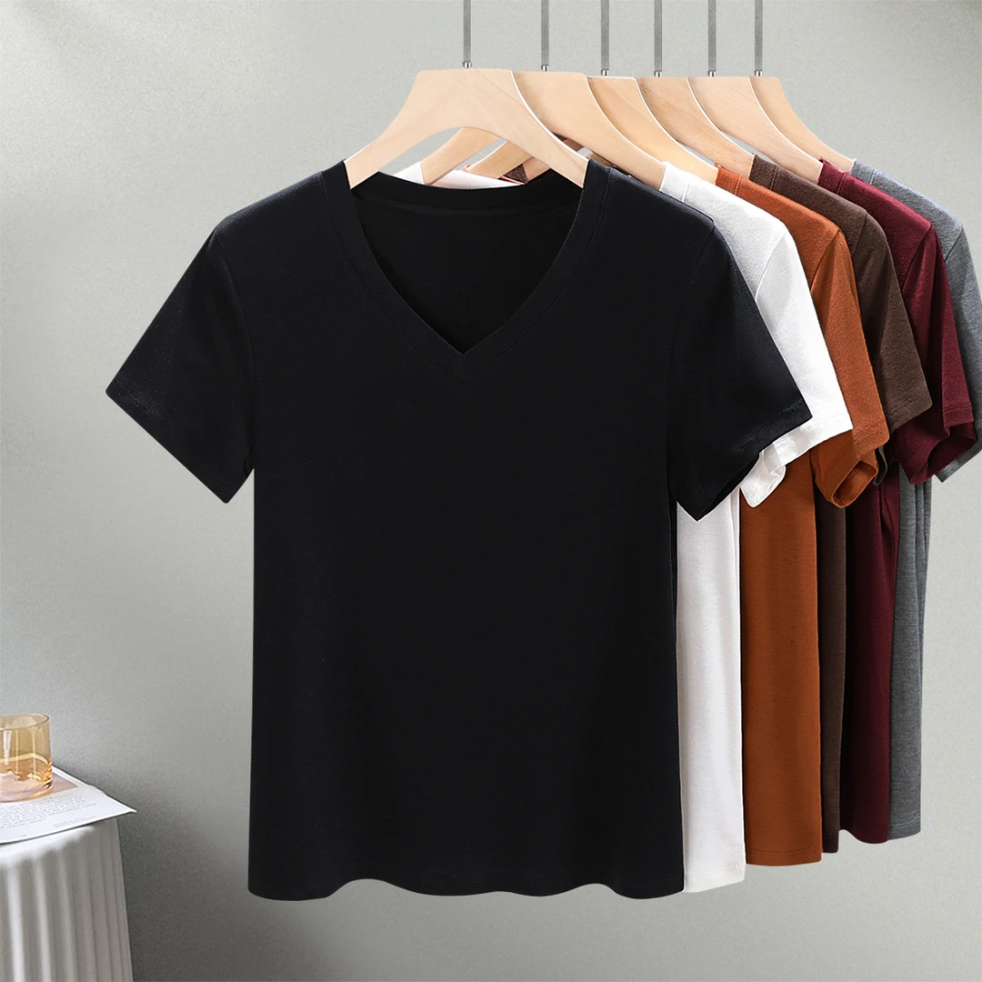 2025夏季新款高端醋酸真丝天丝百搭气质休闲上衣修身凉感短袖T恤