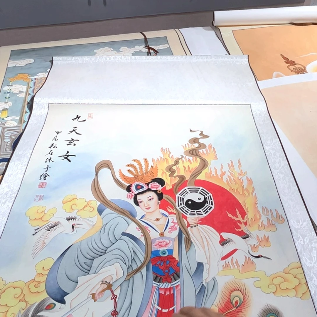 D***l国画微瑕福利画轴九天玄女作品