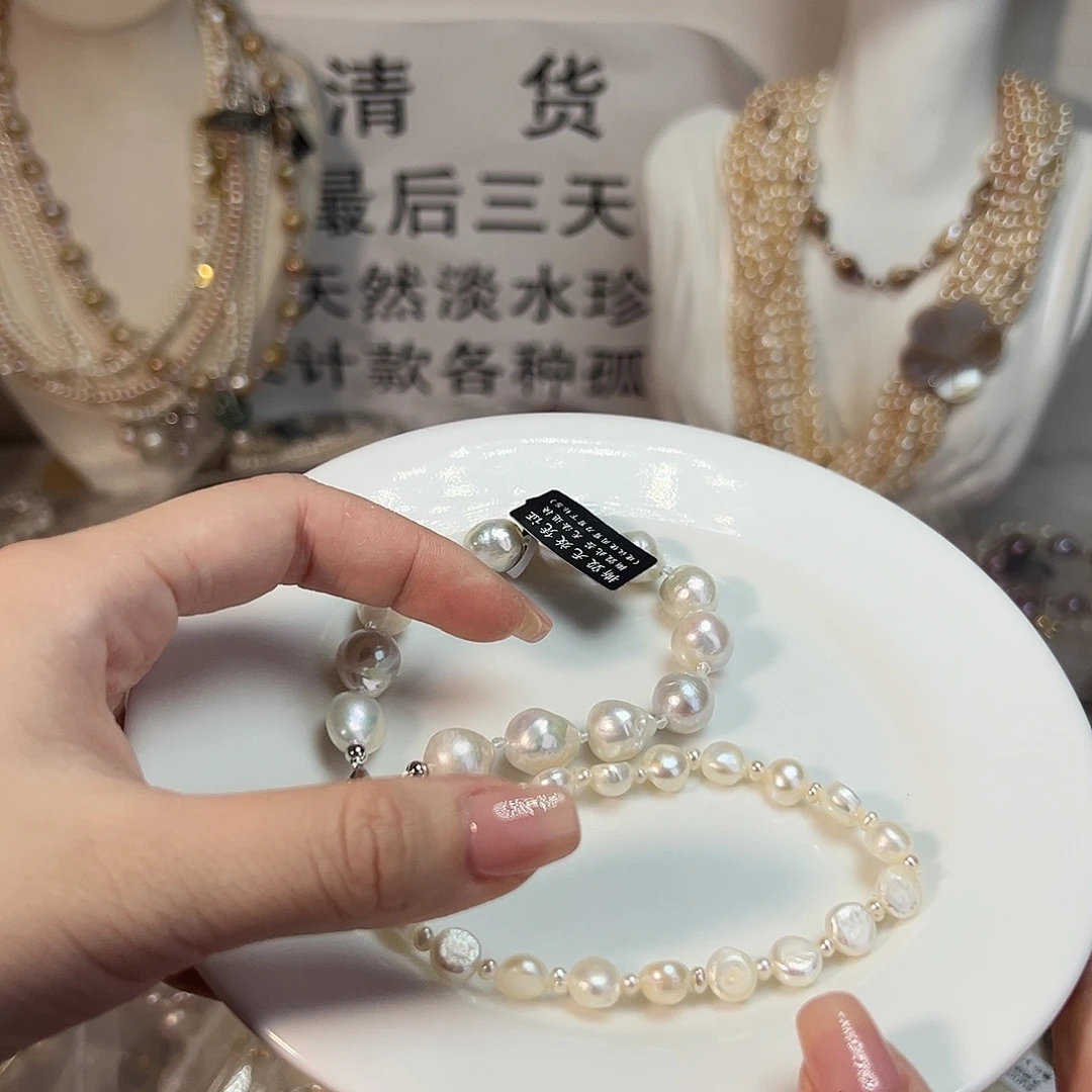 银S925镶嵌时尚设计款淡水珍珠淡水珍珠