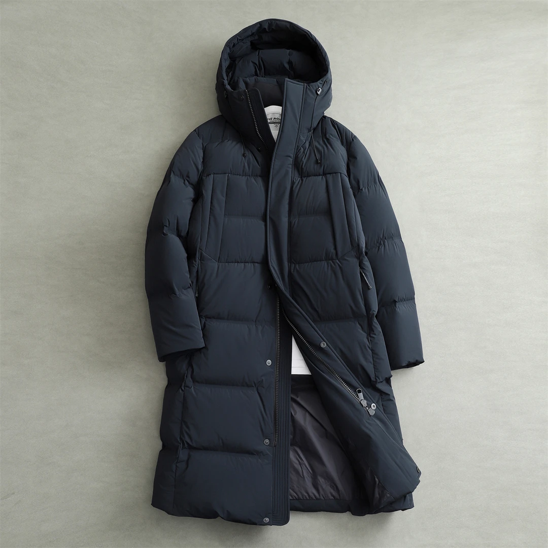 过膝长款男士羽绒服 高绒量加厚保暖鸭绒防寒冬季休闲连帽 300克