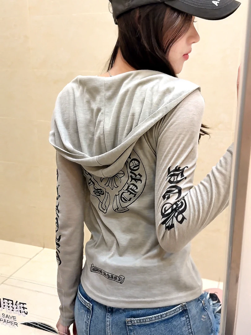 ch美式复古辣妹微透休闲舒适感修身背心＋外套两件套套装