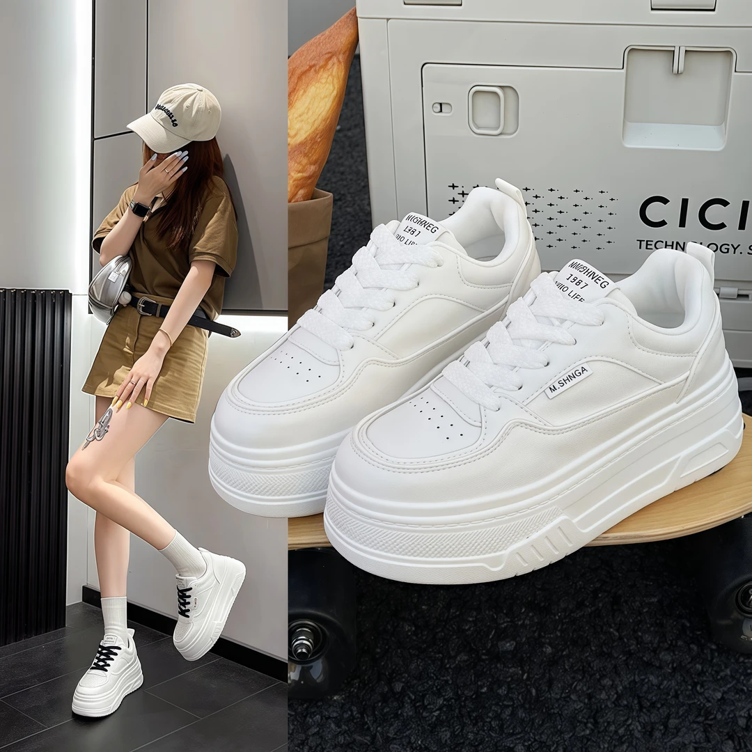 增高厚底小白鞋2025新款MAISHNEG秋季ins复古风百搭时尚休闲鞋