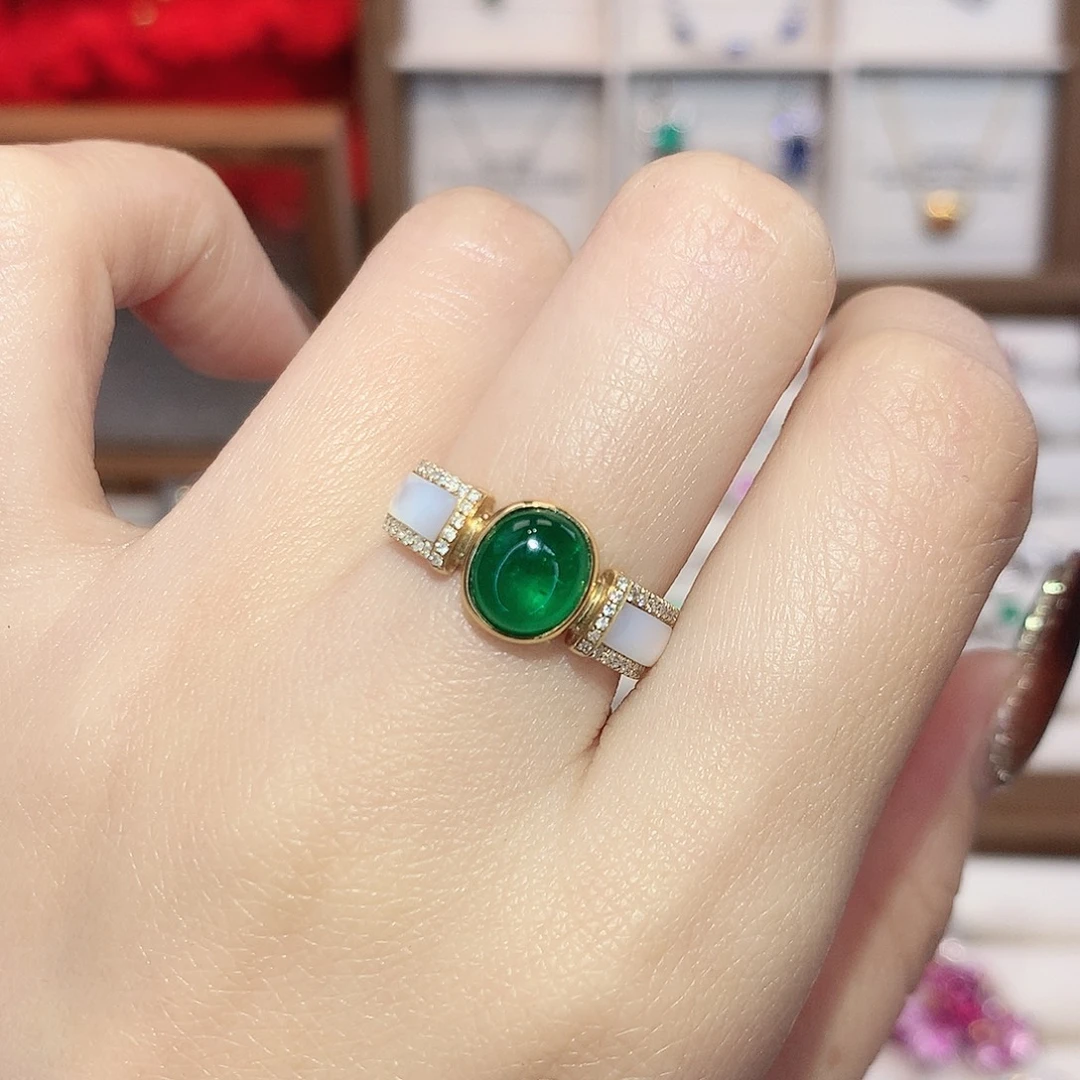 祖母绿戒指18K金镶嵌1.63ct/天然宝石/七天无理由