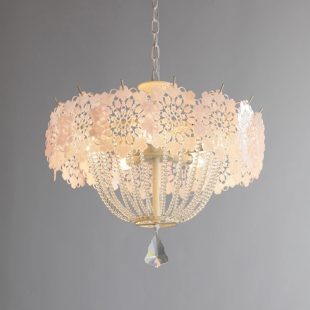 铂阑灯堡餐厅吊灯法式现代2025年新款玻璃花瓣轻奢高级感创意个性